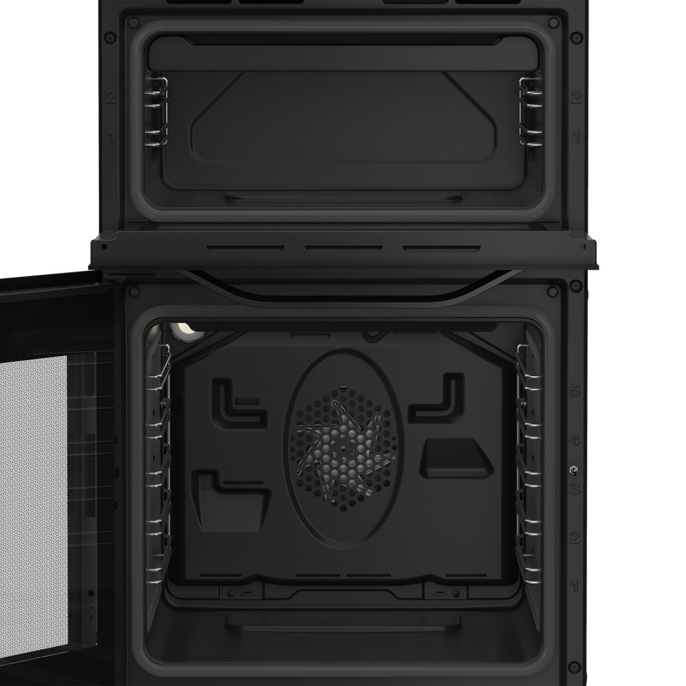 Hotpoint Double Cooker HDE5VDCB Black A Enamelled Sheetmetal Frontal open