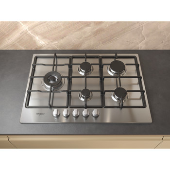 Whirlpool Kookplaat TGML 761 IX R Inox Gas Lifestyle frontal top down