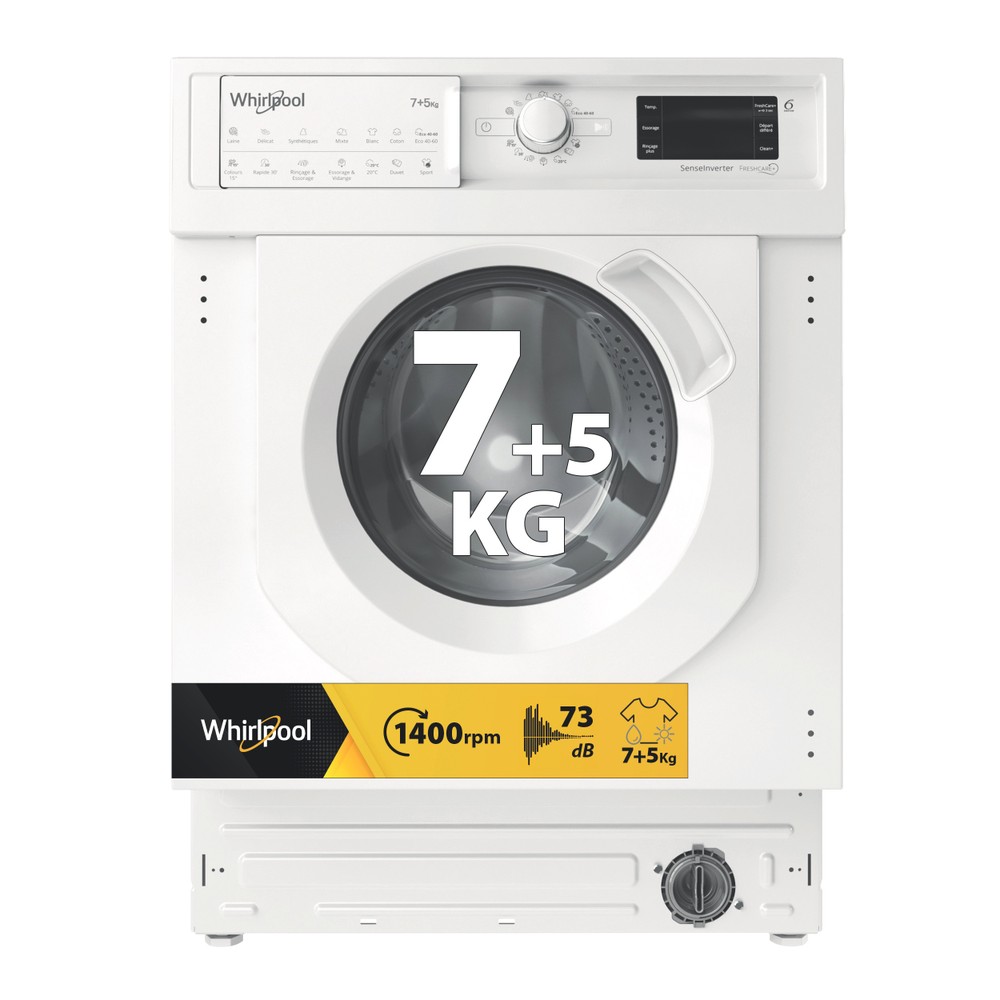 Whirlpool Mosó-szárító Beépíthető BI WDWG 751482 EU N Fehér Elöltöltős Hero image