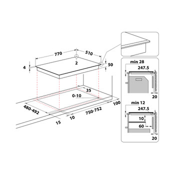Whirlpool Kookplaat WL S3377 BF Zwart Induction vitroceramic Technical drawing