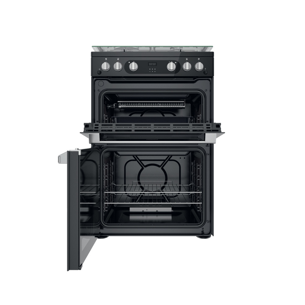 Hotpoint Double Cooker HDM67G0C2CB/UK Black A+ Frontal open