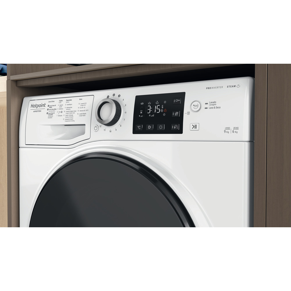 Hotpoint_Ariston Máquina de lavar e secar roupa Livre Instalação NDB 9636 DA SPT Branco Carga Frontal Lifestyle control panel