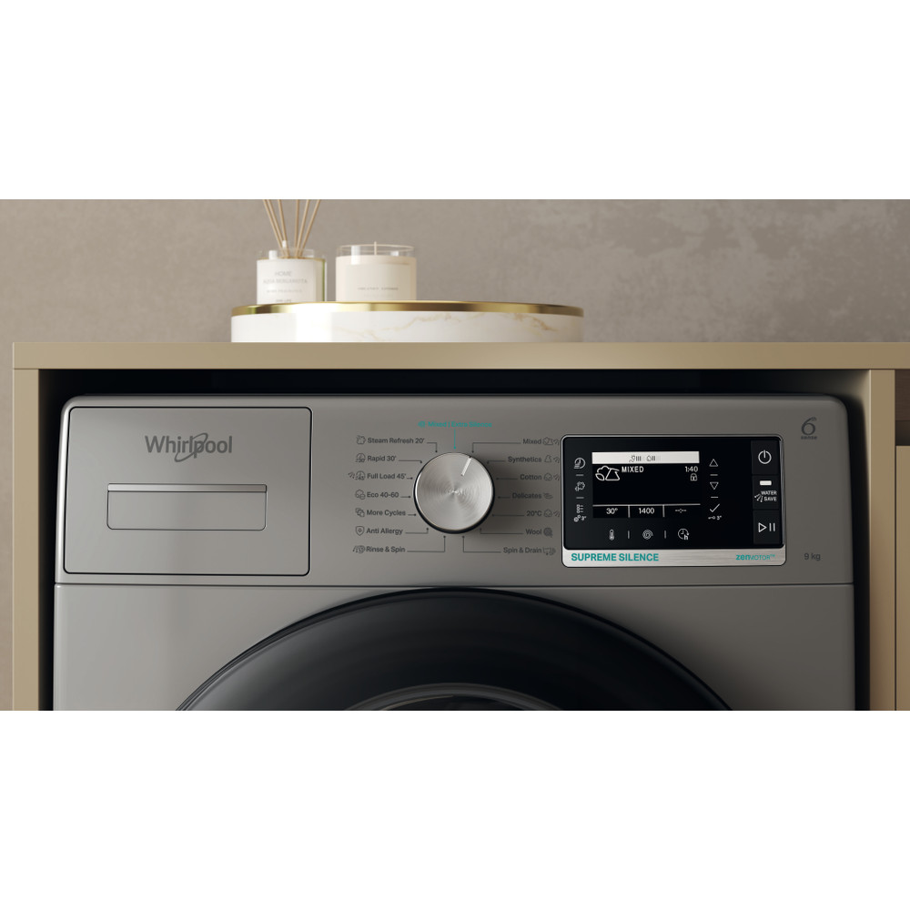 Whirlpool Vaskemaskin Frittstående W7 99S SILENCE EE Silver Front loader A Control panel