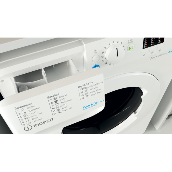 Indesit Mosó-szárító Szabadonálló BDA 761483X W EE N Fehér Elöltöltős Drawer