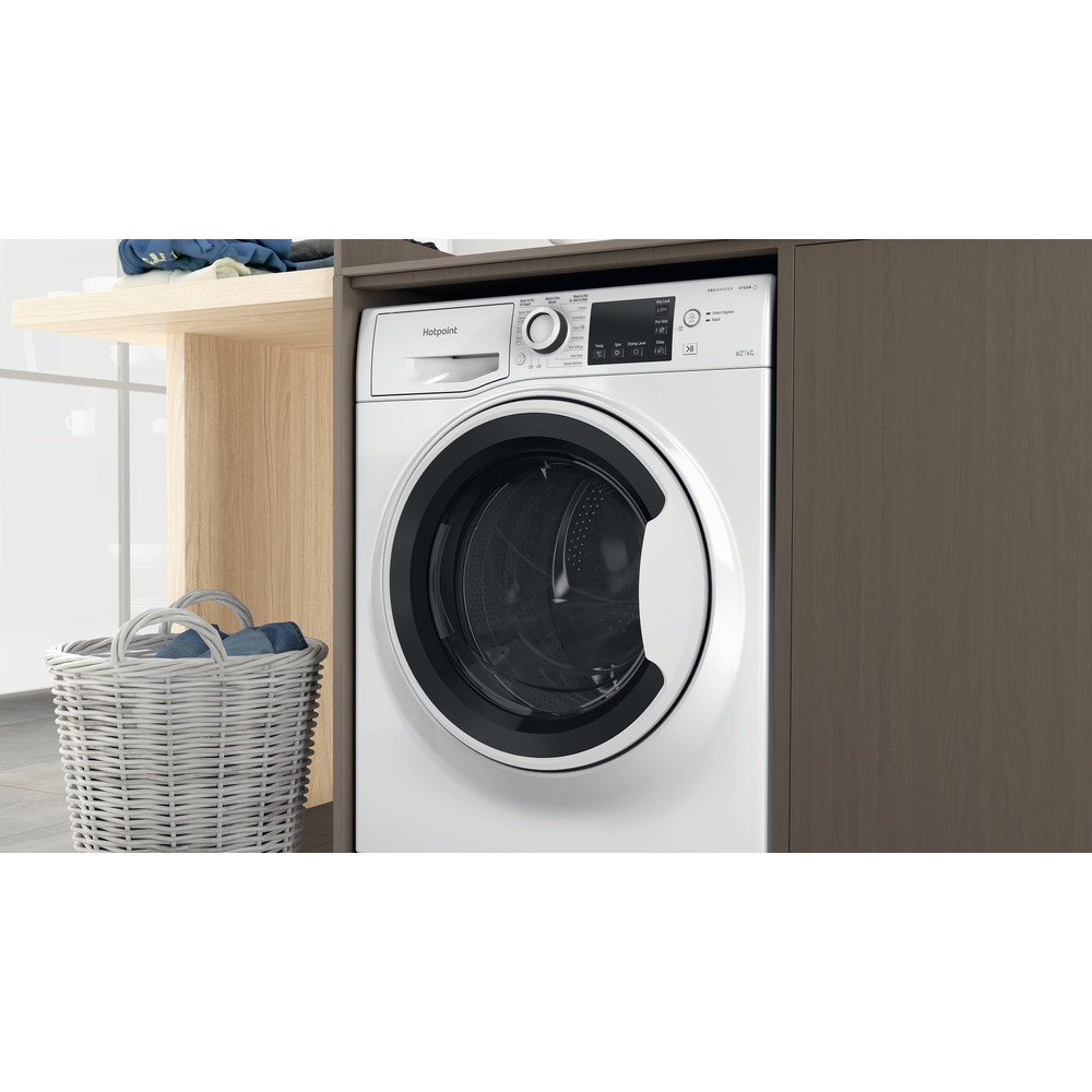 Hotpoint Washer dryer Free-standing NDB 8635 W UK White Front loader Lifestyle detail