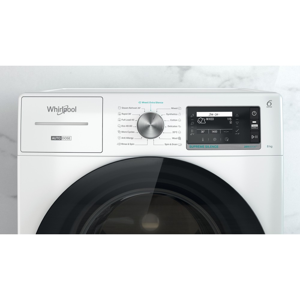 Whirlpool Mosógép Szabadonálló W7X W845WB EE Fehér Elöltöltős B Lifestyle control panel