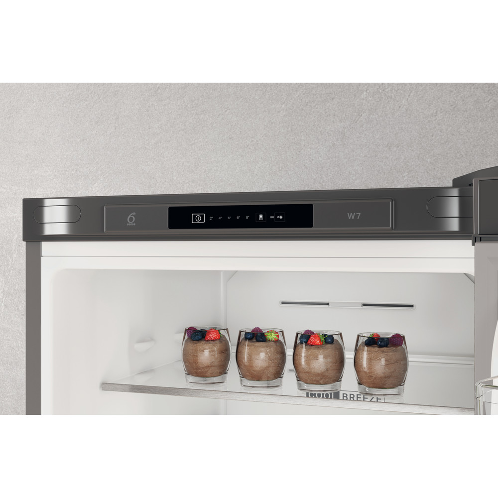 Whirlpool Hűtő/fagyasztó kombináció Szabadonálló W7X 81I OX Optic Inox 2 doors Control panel