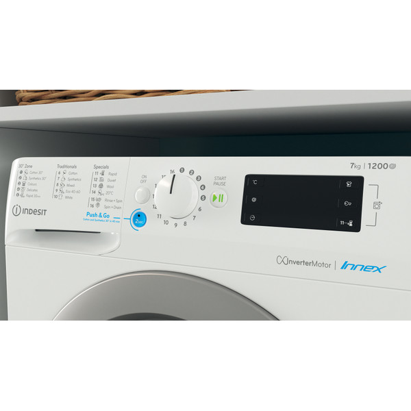 Indesit Perilica za rublje Samostojeći BWE 71283X WS EE N Bijela Prednje punjenje D Lifestyle control panel