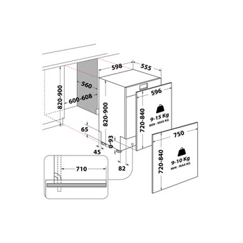Whirlpool Umývačka riadu Vstavané WH8IC15B4M6LHC0 Full-integrated C Technical drawing