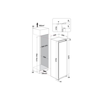 Whirlpool Koelkast Inbouw WHSD184011B1 White - ARC P1 Technical drawing
