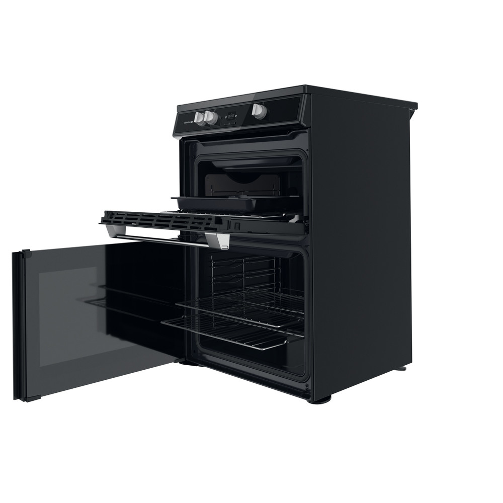Hotpoint Double Cooker HDT67I9HM2C/UK Black A Perspective open