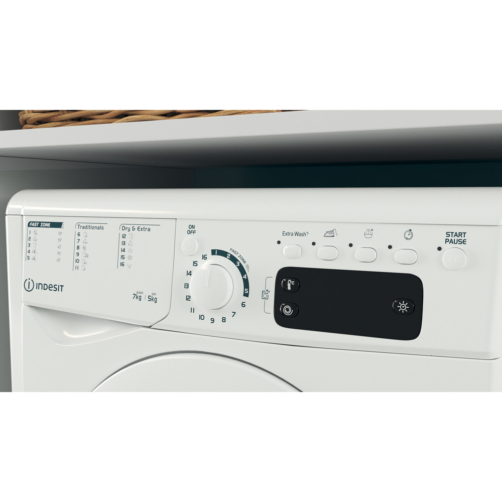 Indesit Perilica i sušilica Samostojeći EWDE 751451 W EU N Bijela Prednje punjenje Lifestyle control panel