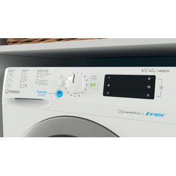 Indesit Lavadora secadora Libre instalación BDE 861483X WS SPT N Blanco Cargador frontal Lifestyle control panel