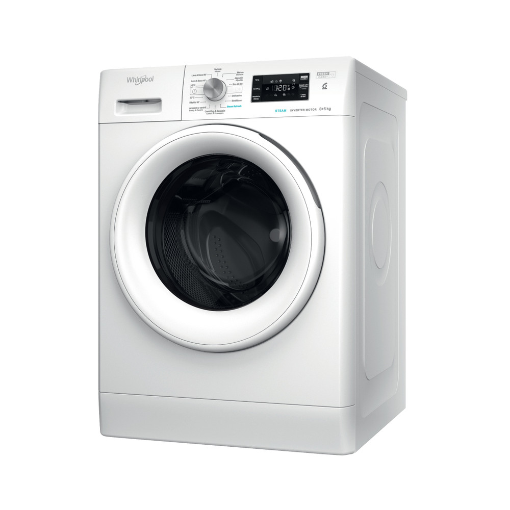 Whirlpool Lavadora secadora Libre instalación FFWDB 864349 WV SPT Blanco Cargador frontal Perspective
