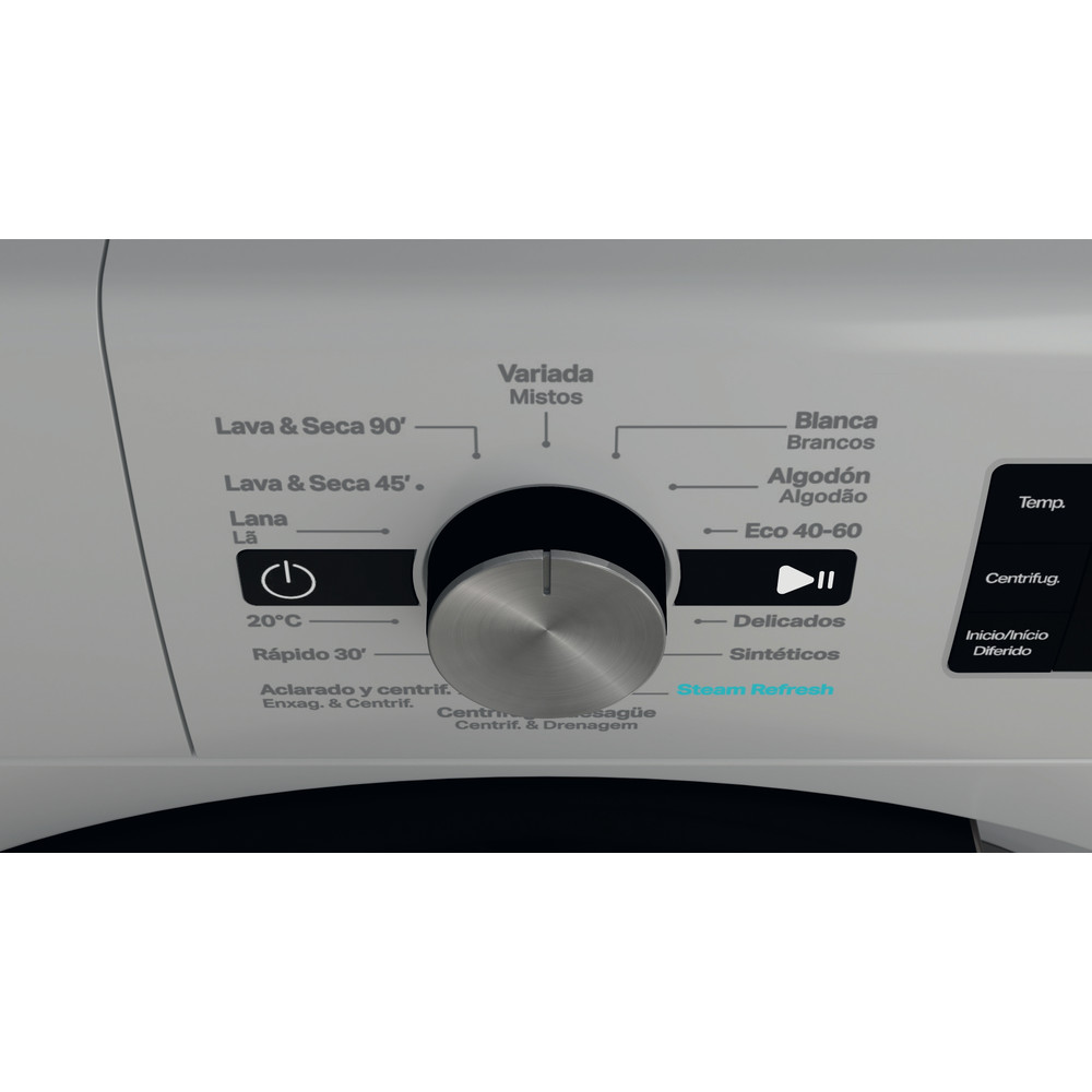 Whirlpool Máquina de lavar e secar roupa Livre Instalação FFWDB 964489 SBV SPT Prata Carga Frontal Control panel
