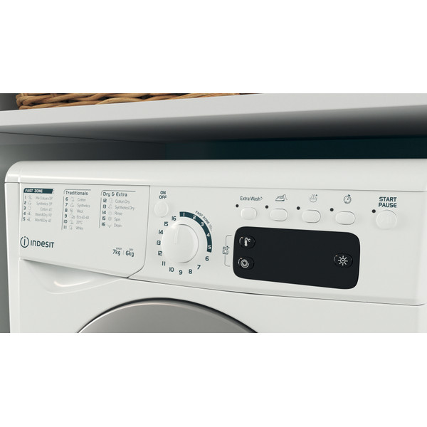 Indesit Perilica i sušilica Samostojeći EWDE 761483 WS EE N Bijela Prednje punjenje Lifestyle control panel