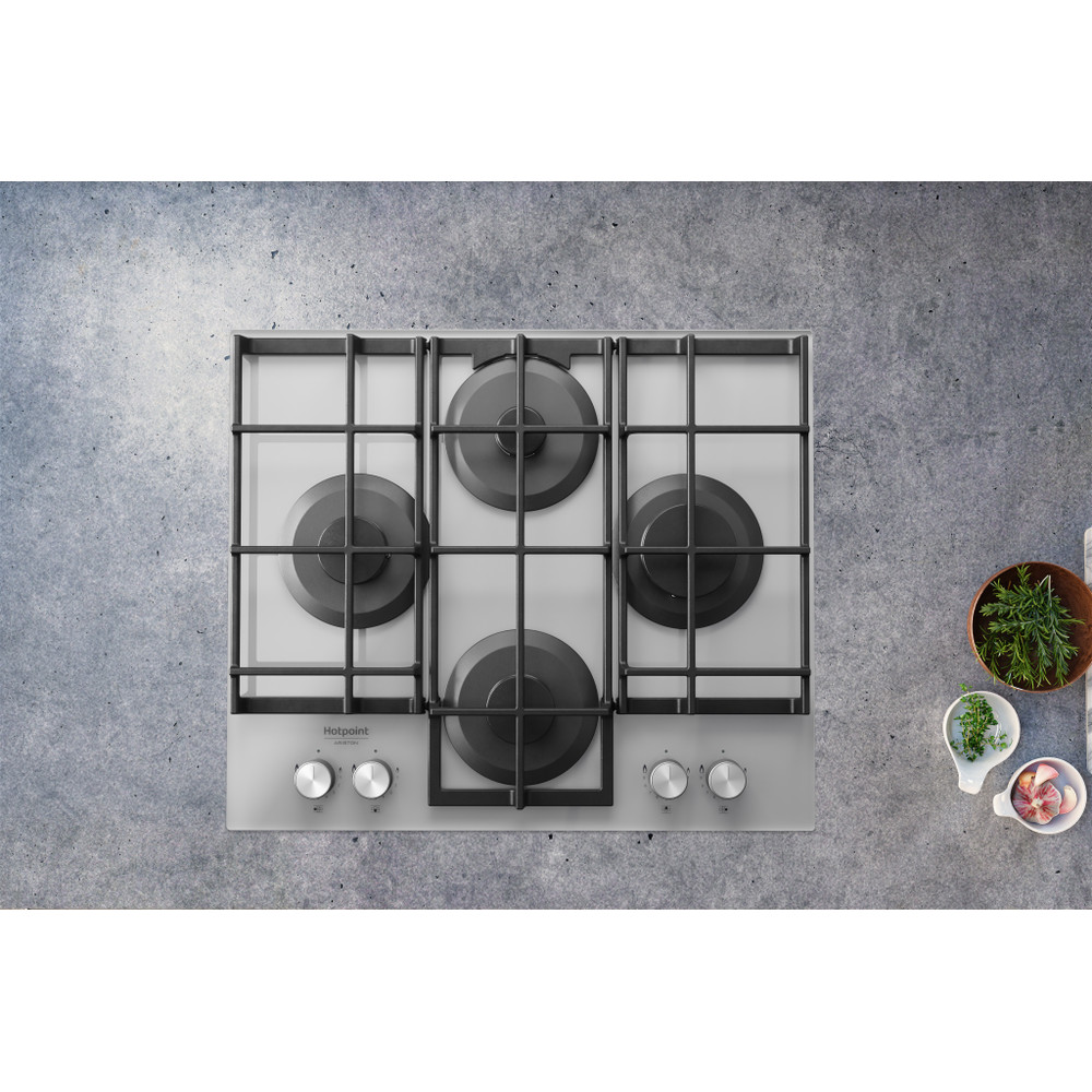 Hotpoint_Ariston Plită HAGS 61F/WH Alb Gaz Lifestyle frontal