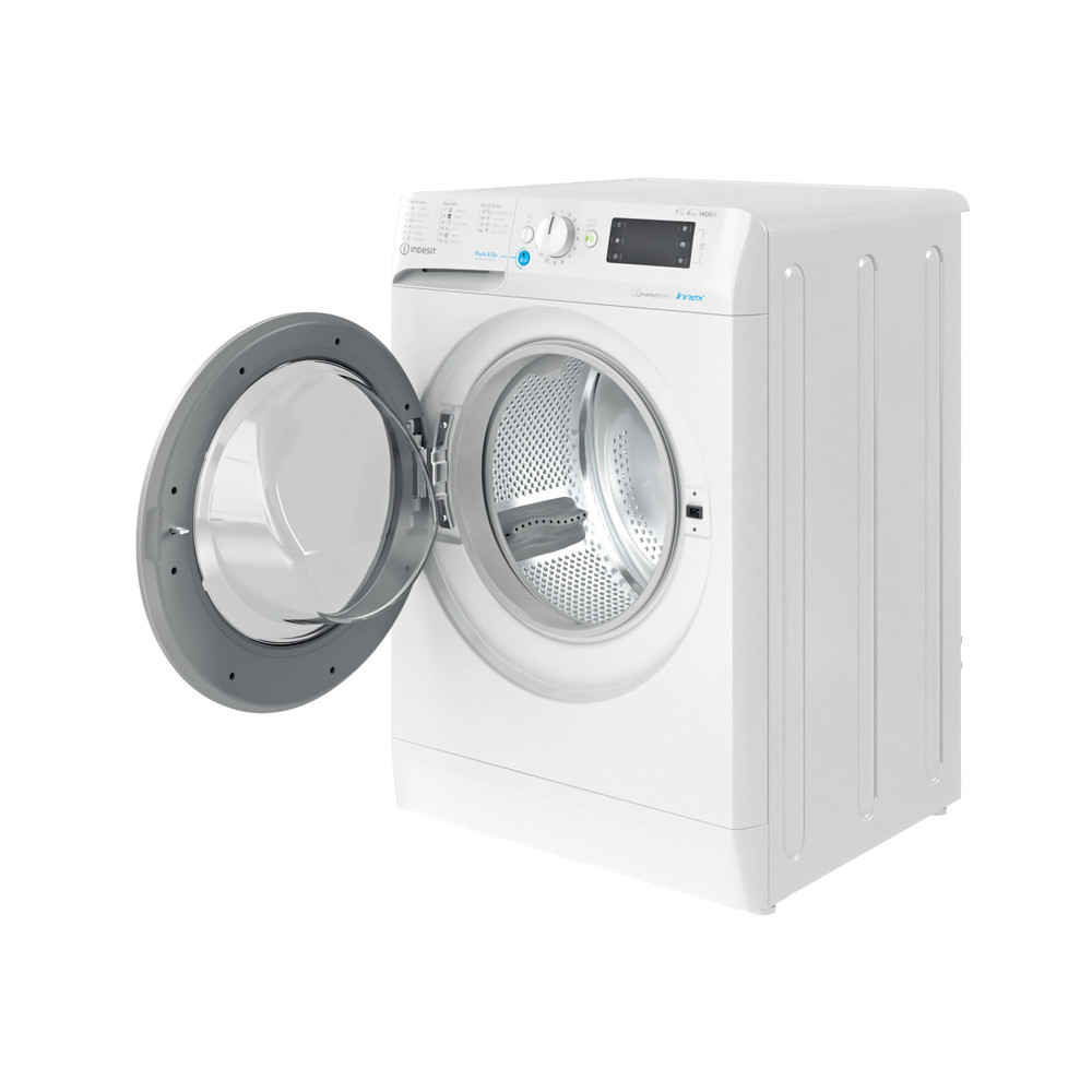 Indesit Perilica i sušilica Samostojeći BDE 761483X WS EE N Bijela Prednje punjenje Perspective open