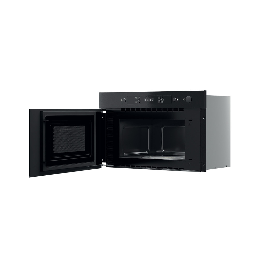 Whirlpool Four à micro-ondes Encastrable MBNA900B Noir Électronique 22 Micro-ondes uniquement 750 Perspective open