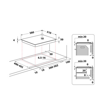 Whirlpool Table de cuisson AKM 9010/NE Noir Radiant vitroceramic Technical drawing