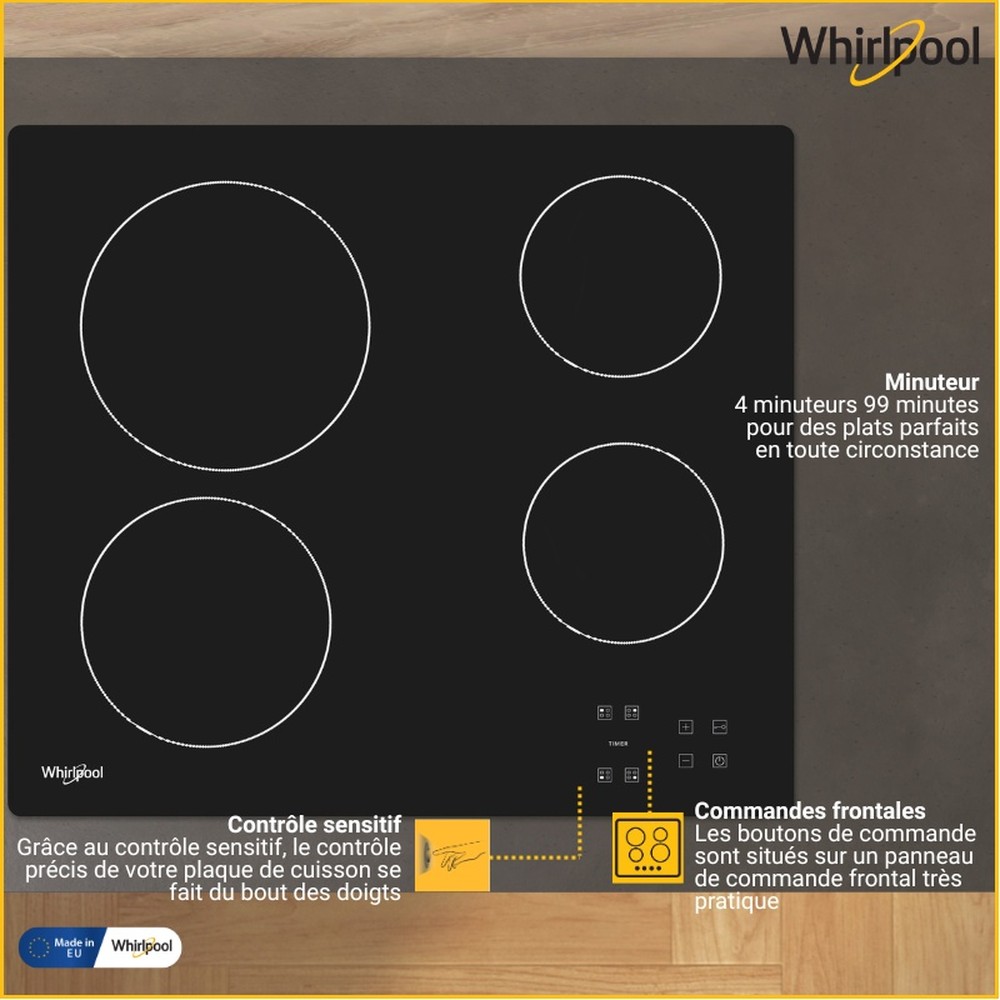 Whirlpool Varná deska AKT 8090/NE Černá Radiant vitroceramic Lifestyle detail