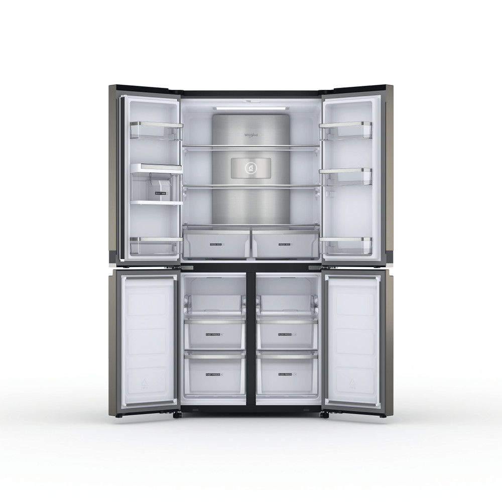 Whirlpool Side-by-Side Szabadonálló WQ9 U2BL EF Fekete/Inox Frontal open