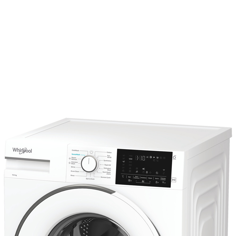 Whirlpool Tvättmaskin Fristående SM 06W EE White Front loader A Lifestyle control panel