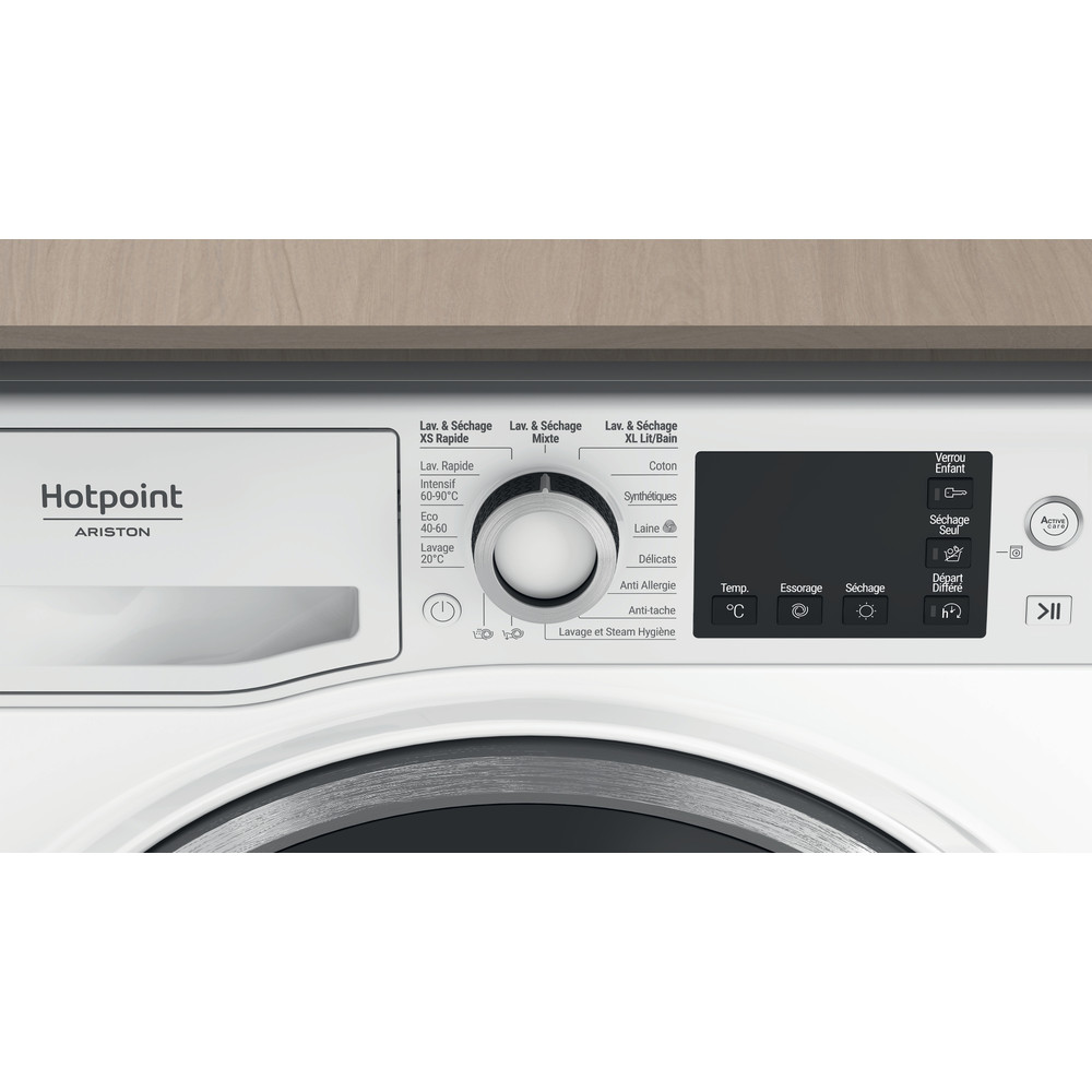 Hotpoint_Ariston Lavante-séchante Pose-libre NDBB 10726 SA FR Blanc Lave-linge frontal Control panel