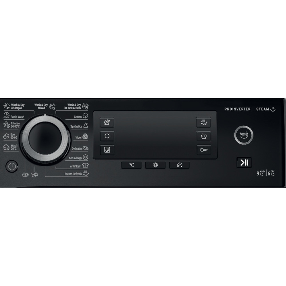 Hotpoint_Ariston Пералня със сушилня Свободностоящ NDD 964489 BDA EE Черно Предно зареждане Program