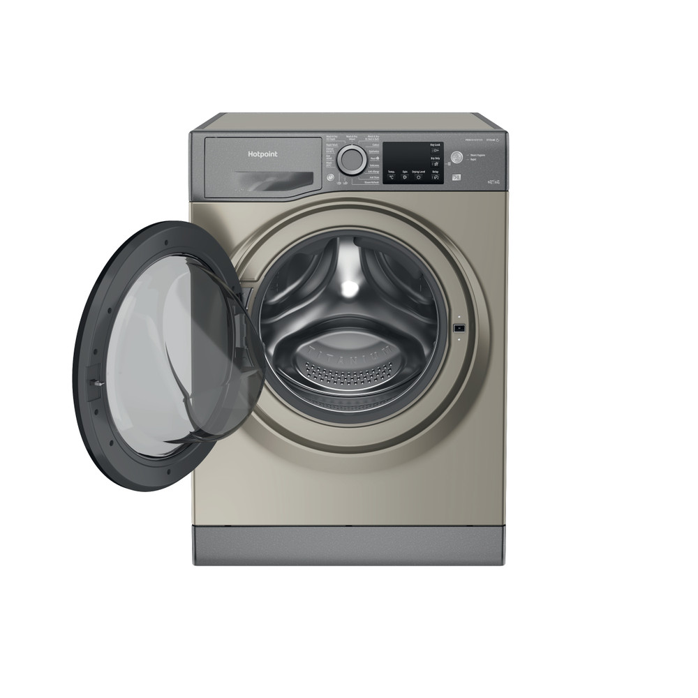 Hotpoint Washer dryer Free-standing NDB 9635 GK UK Graphite Front loader Frontal open