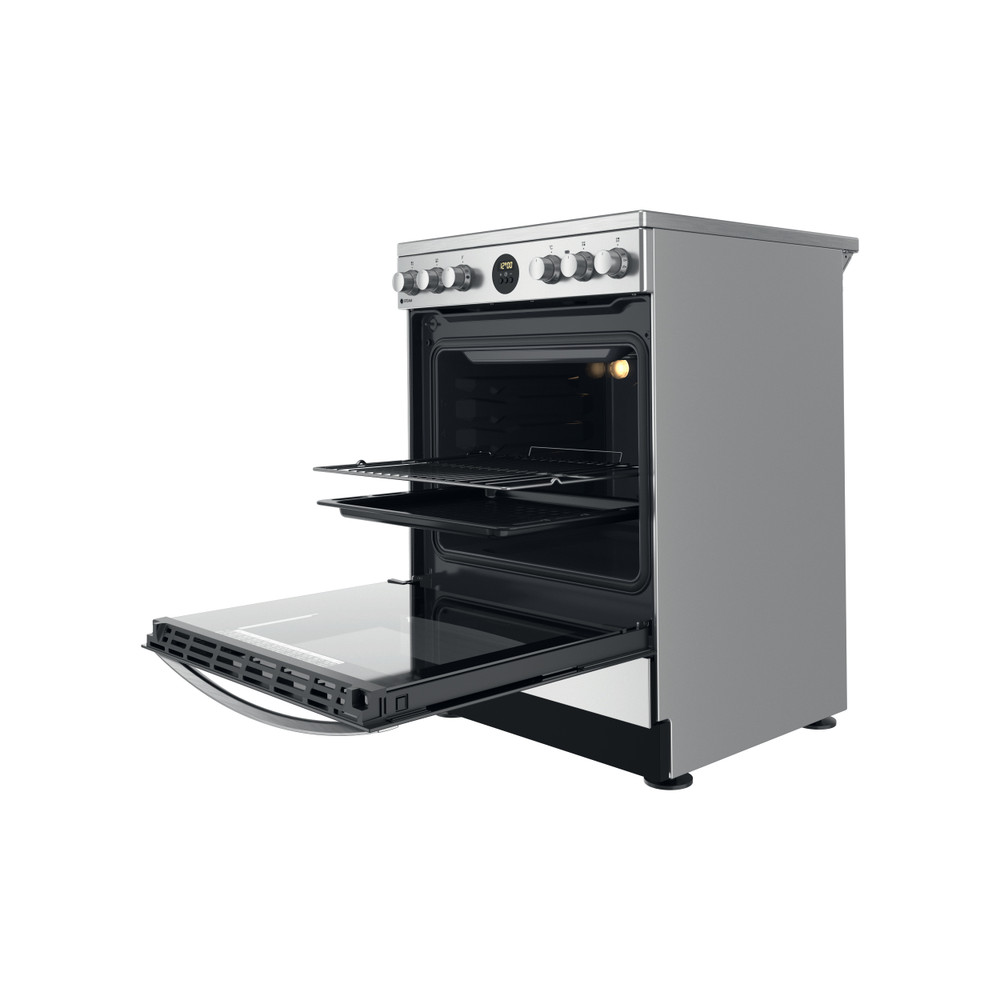 Indesit Cucina con forno a doppia cavità IS67V8CHX/E Inox Elettrico Perspective open