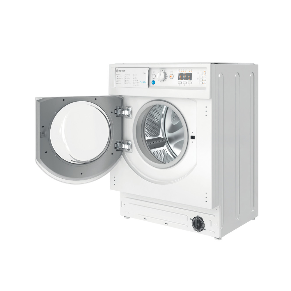 Indesit Washing machine Built-in BI WMIL 71252 UK N White Front loader E Perspective open