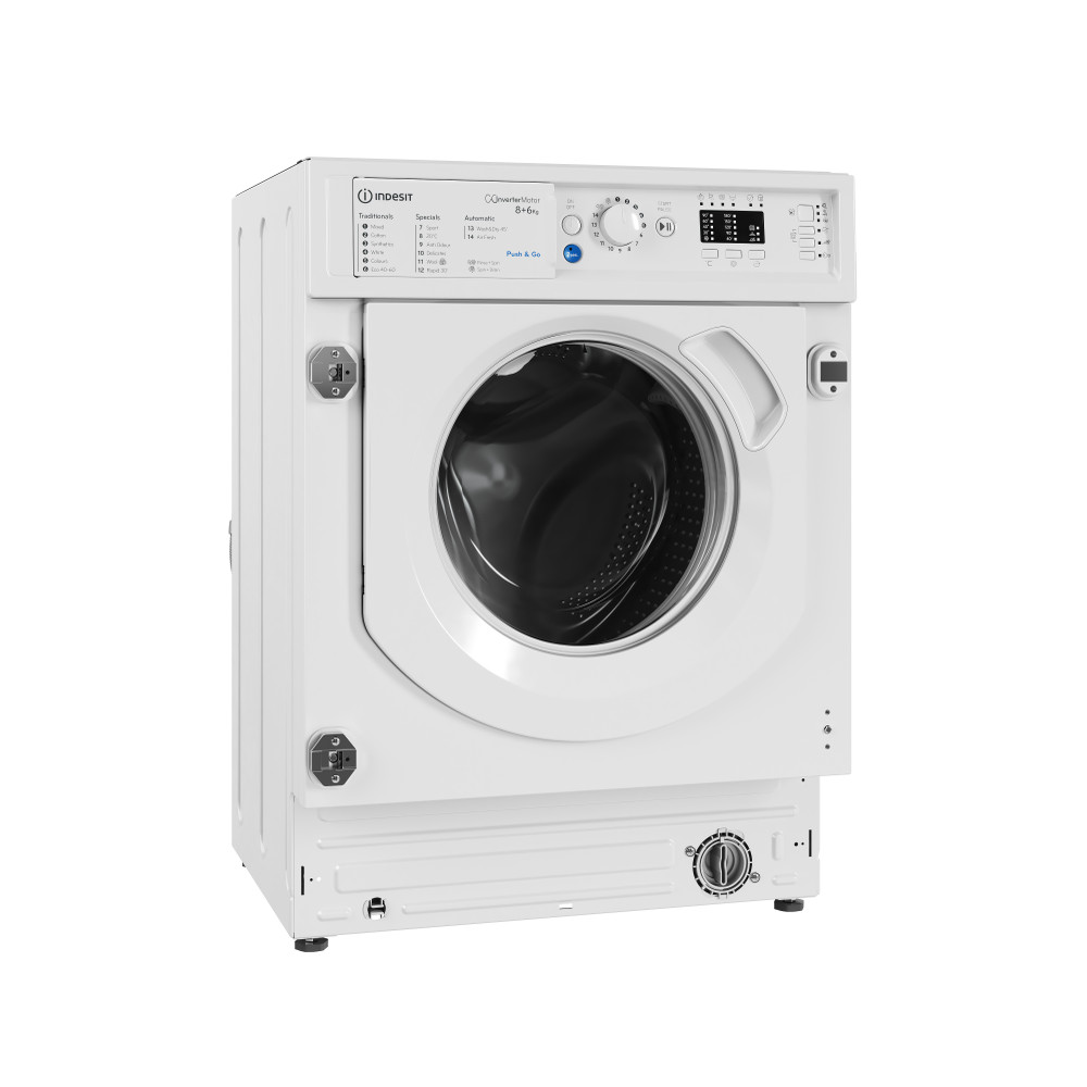 Indesit Washer dryer Built-in BI WDIL 861485 UK White Front loader Perspective