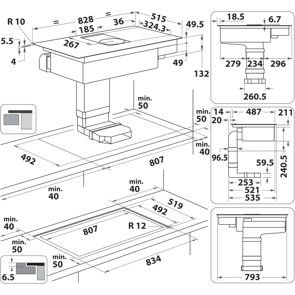 Whirlpool Venting cooktop WVH 92 K F KIT/1 Svart Technical drawing