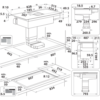 Whirlpool Venting cooktop WVH 92 K F KIT/1 Black Technical drawing