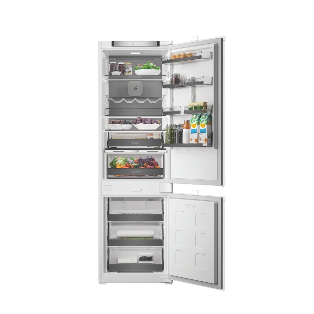 Whirlpool Réfrigérateur combiné Encastrable WHK2 5294 B6E1 Zinc Metal 2 portes Lifestyle frontal open
