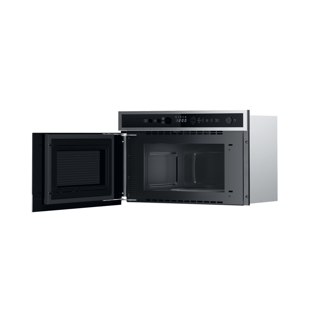 Whirlpool Micro-ondas Encastre WMN4I4BX Aço inoxidável Eletrónico 22 MO + Função Grill 750 Perspective open