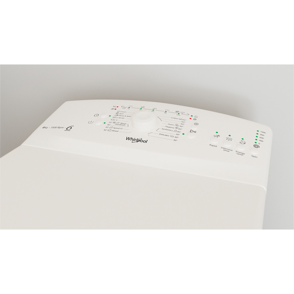 Whirlpool Tvättmaskin Fristående TDLR 6040L EU/N White Top loader C Lifestyle control panel