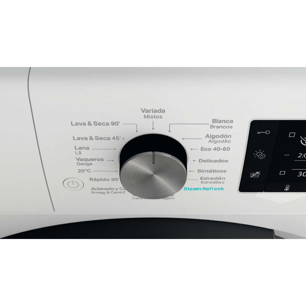 Whirlpool Máquina de lavar e secar roupa Livre Instalação FFWDD 1074269 BV SPT Branco Carga Frontal Control panel