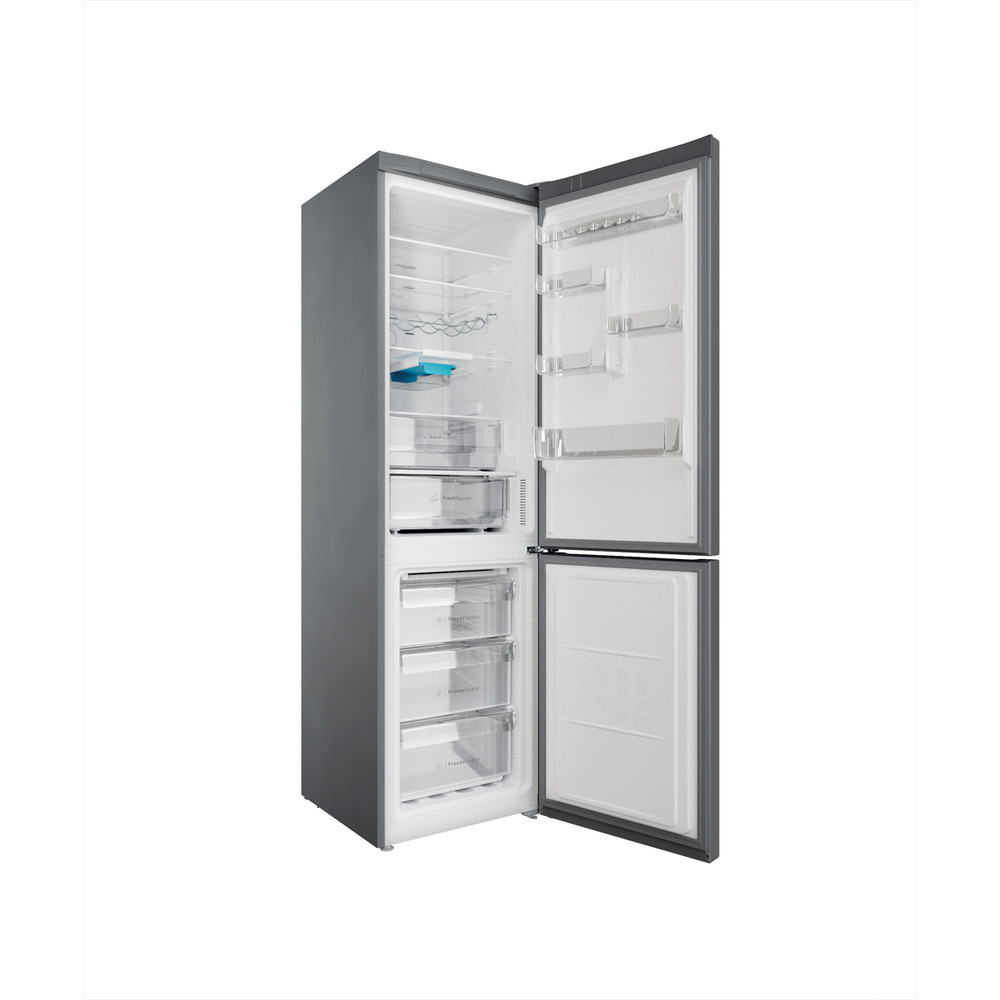 Indesit Hűtő/fagyasztó kombináció Szabadonálló INFC9 TO32X Inox 2 doors Perspective open