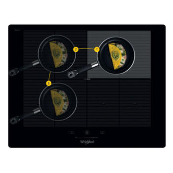 Whirlpool Table de cuisson SMP 658C/NE/IXL Noir Induction vitroceramic Frontal top down