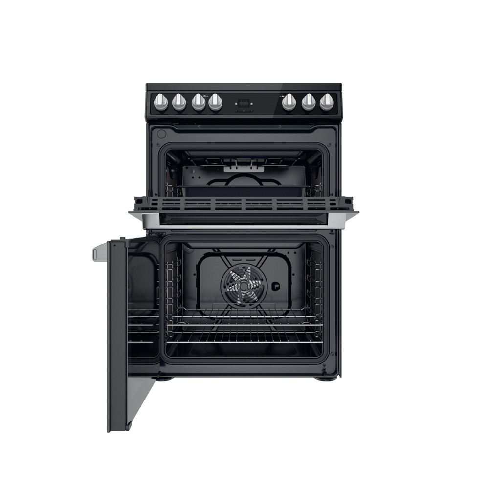 Hotpoint Double Cooker HDT67V9H2CB/UK Black A Frontal open