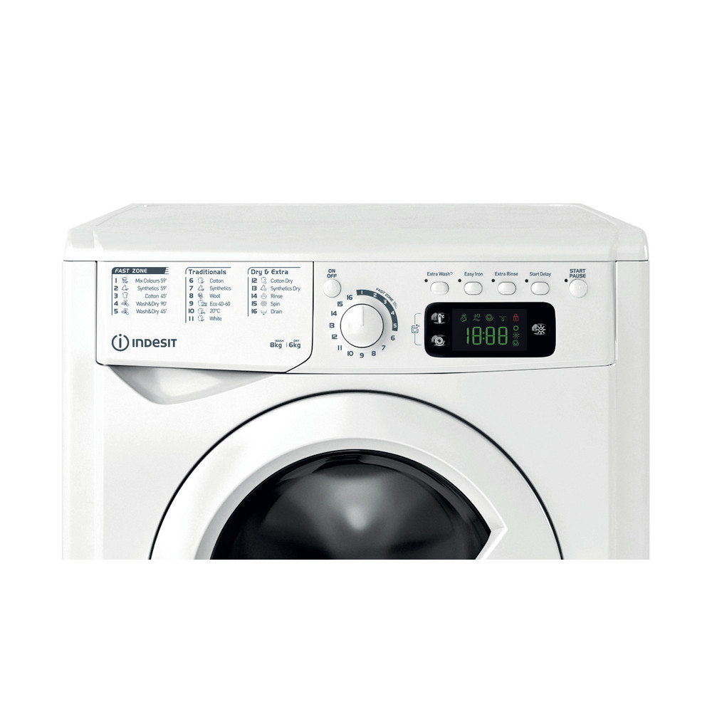 Indesit Washer dryer Free-standing EWDE 861483 W UK White Front loader Control panel
