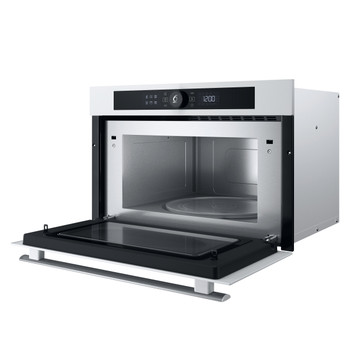 Whirlpool Mikrobølgeovn Integrert WMD44MW Hvit Elektronisk 31 Mikro + grillfunksjon 1000 Perspective open