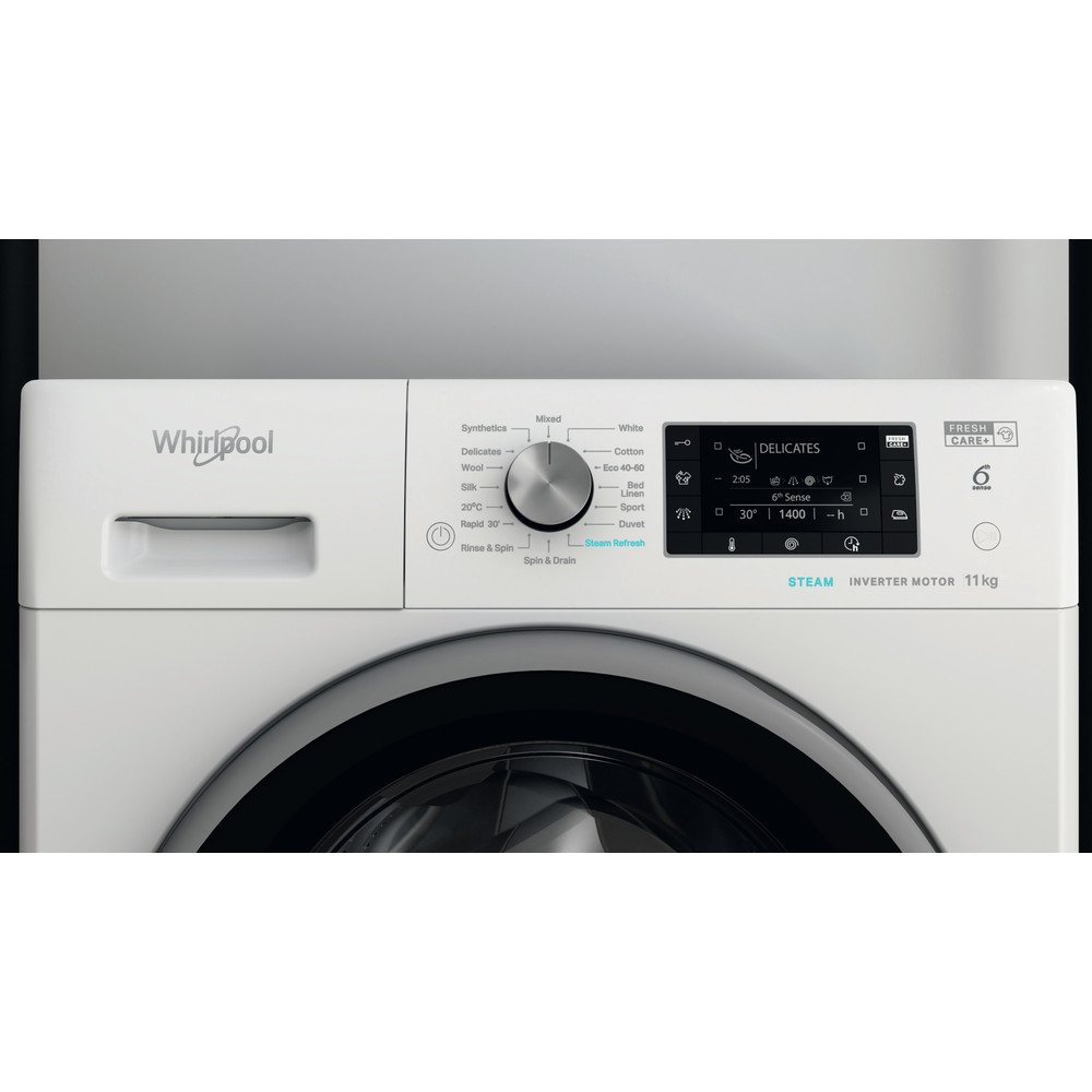 Whirlpool Washing machine Freestanding FFD 11469 BSV UK White Front loader A Control panel