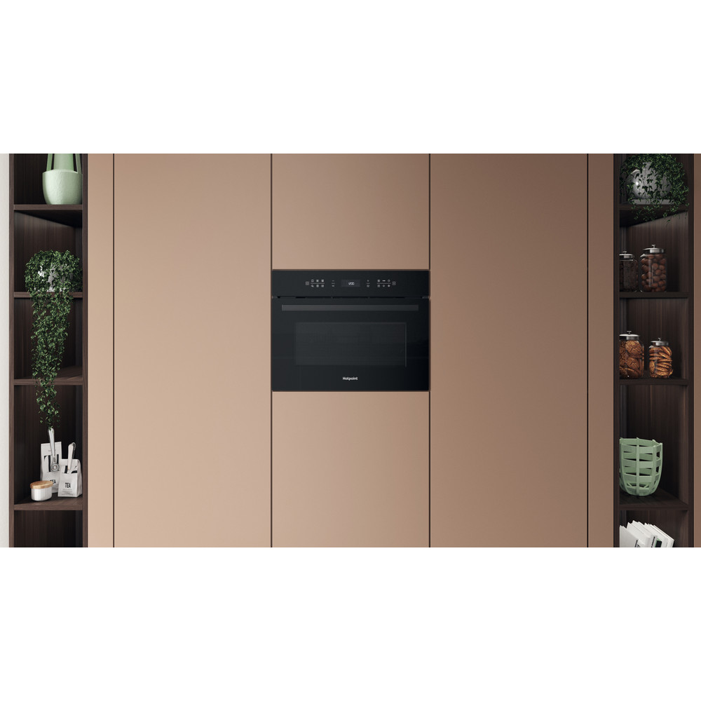 Hotpoint Microwave Built-in HCW7O7HTSBUK Black Electronic 53 MW-Combi 950 Lifestyle frontal