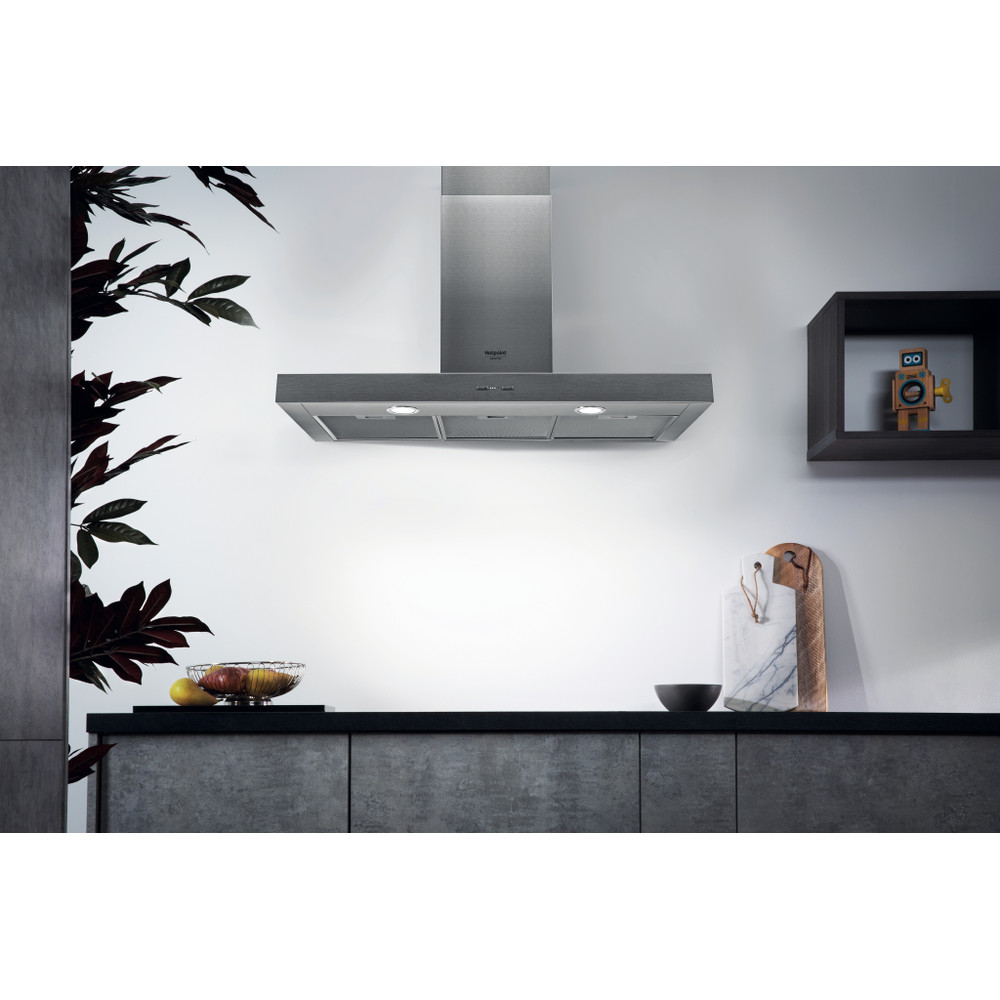 Hotpoint_Ariston Hotte Encastrable HHBS 9.7F LB X Inox Mural Electronique Lifestyle frontal