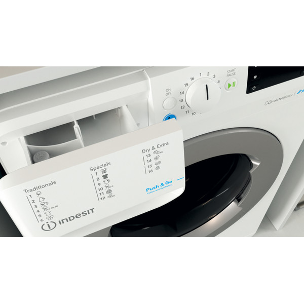 Indesit Mosó-szárító Szabadonálló BDE 961483X WS EU N Fehér Elöltöltős Drawer