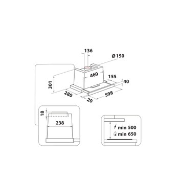 Whirlpool Hotă Încorporabil WAHTT 64 LM K Negru Încorporabil Mecanic Technical drawing