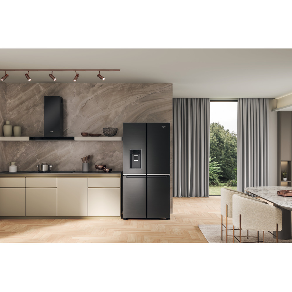 Whirlpool Side-by-Side Szabadonálló WQ9I FO2BX EF Black Steel Lifestyle frontal